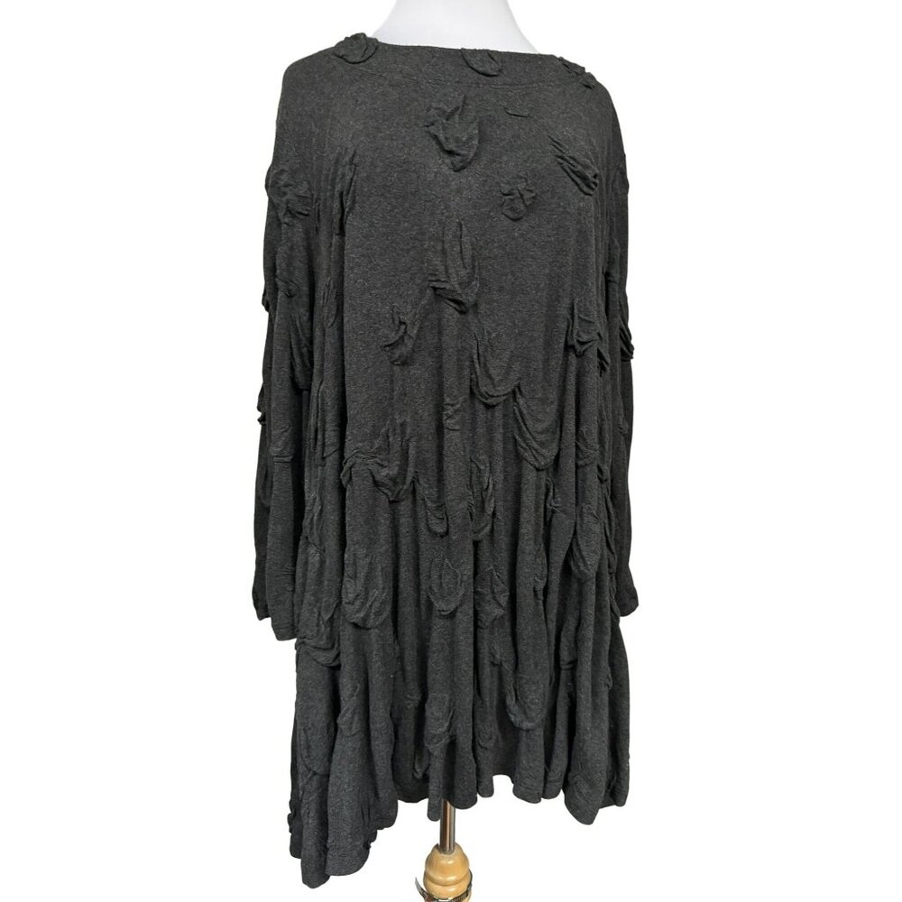 Ralston Art to Wear Oversized Gray Jersey Knit Asymmetrical LS Dress Sweden L